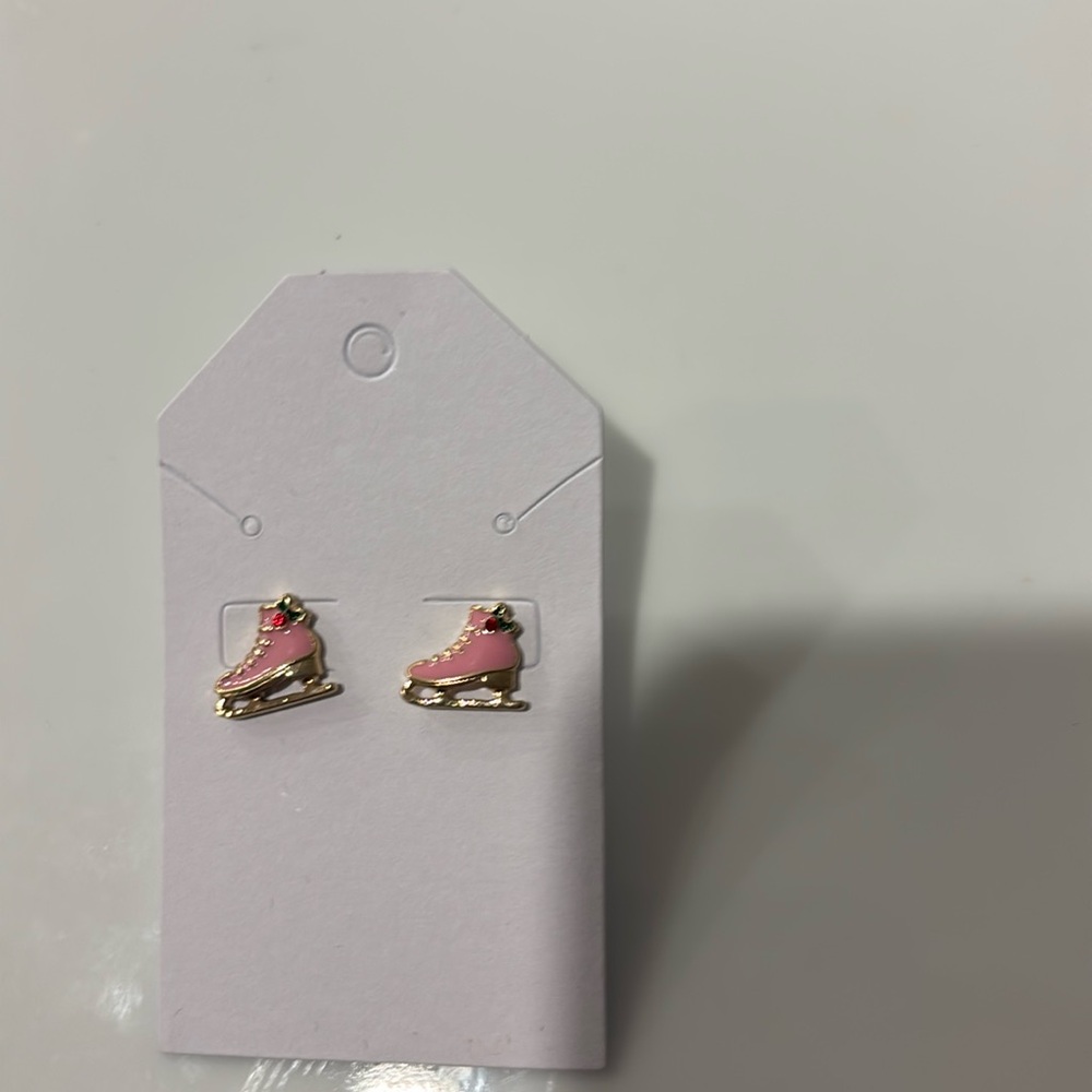 Pink Ice Skating Winter Earrings NEW